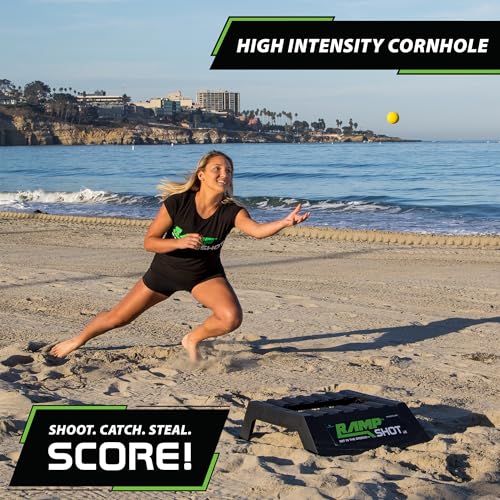 Image of Vivere RampShot Outdoor Toss Game Set with 2 Ramps & 4 Balls, Portable 4-Player Lawn Game for Kids and Adults, Backyard, Beach, Camping & Tailgates