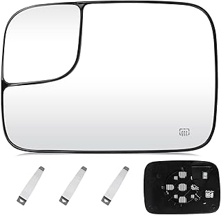 Youxmoto- Driver Left Side Heated Mirror Glass, Replacement for 2005 2009 Dodge Ram 1500 2500 3500, Blind Spot Convex Side View Mirror with Rear Holder Replace 5161011Aa 5191035Aa Ch1324121