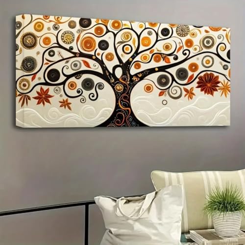 Toile abstraite bleu et or 90x180 | Poster mural grand format moderne