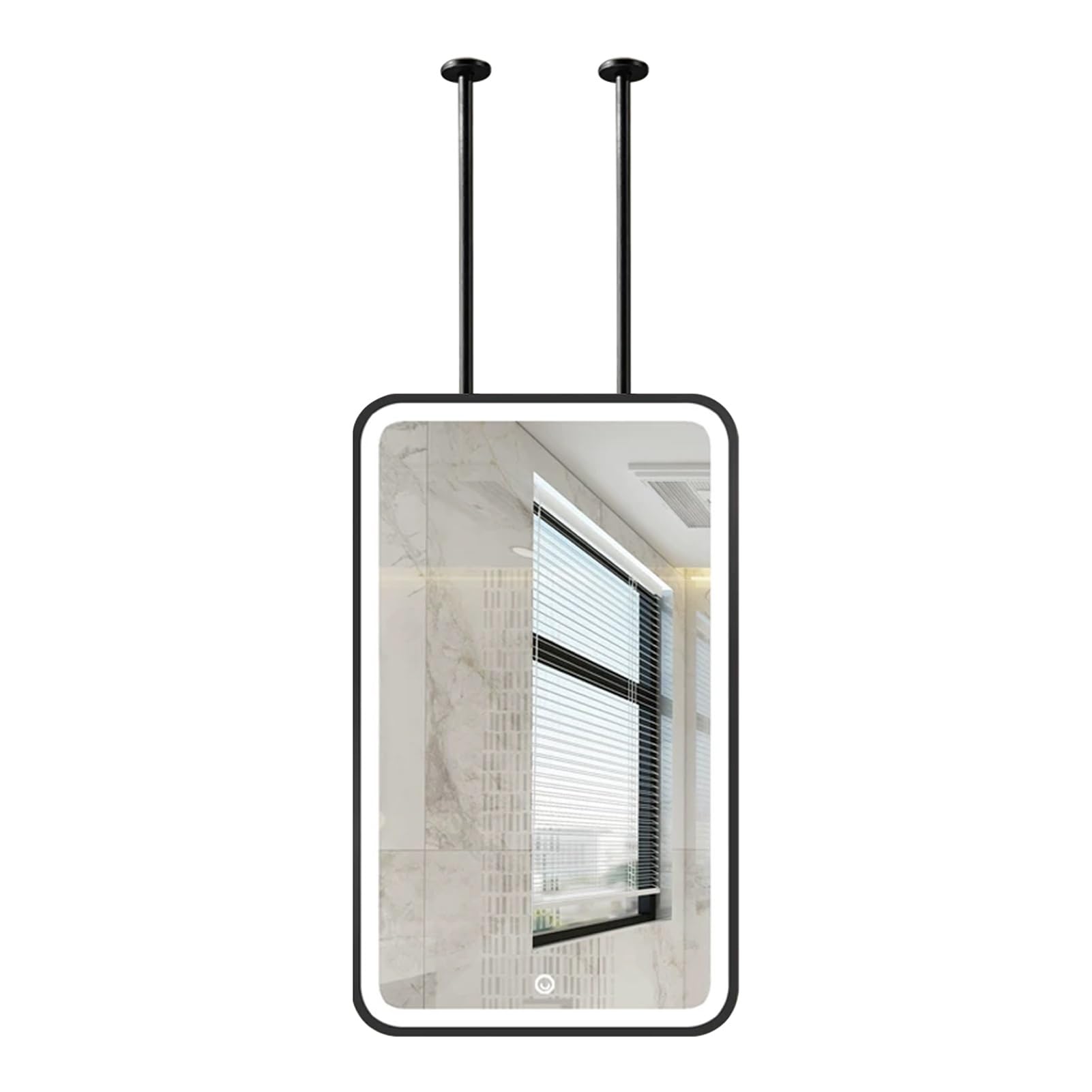 FGXHHS Ceiling Suspended Mirror，Rectangle Hanging Mirror LED Bathroom Vanity Mirrors with Touch Button，Black Lighted for Restroom，Entrance，Shop，Hotel(40cmx70cm)