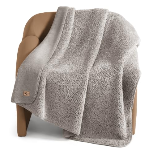 Image of UGG Whitecap Throw Blanket, Soft Fleece Blanket, 50 inch x 70 inch, Seal Grey