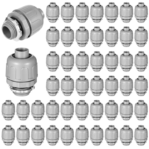 SHENLIU 50 Pack 1/2 inch Liquid Tight Connector, 180 Degree PVC Flexible Conduit Connector Conduit Fittings Straight Fittings Home Kitchen Bathroom Tube Tool Convenient to Use