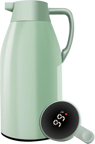 OBR Jarra térmica de café, termo de 64 onzas (1.9 litros) para bebidas calientes, dispensador de bebidas con aislamiento de vidrio con tapa de