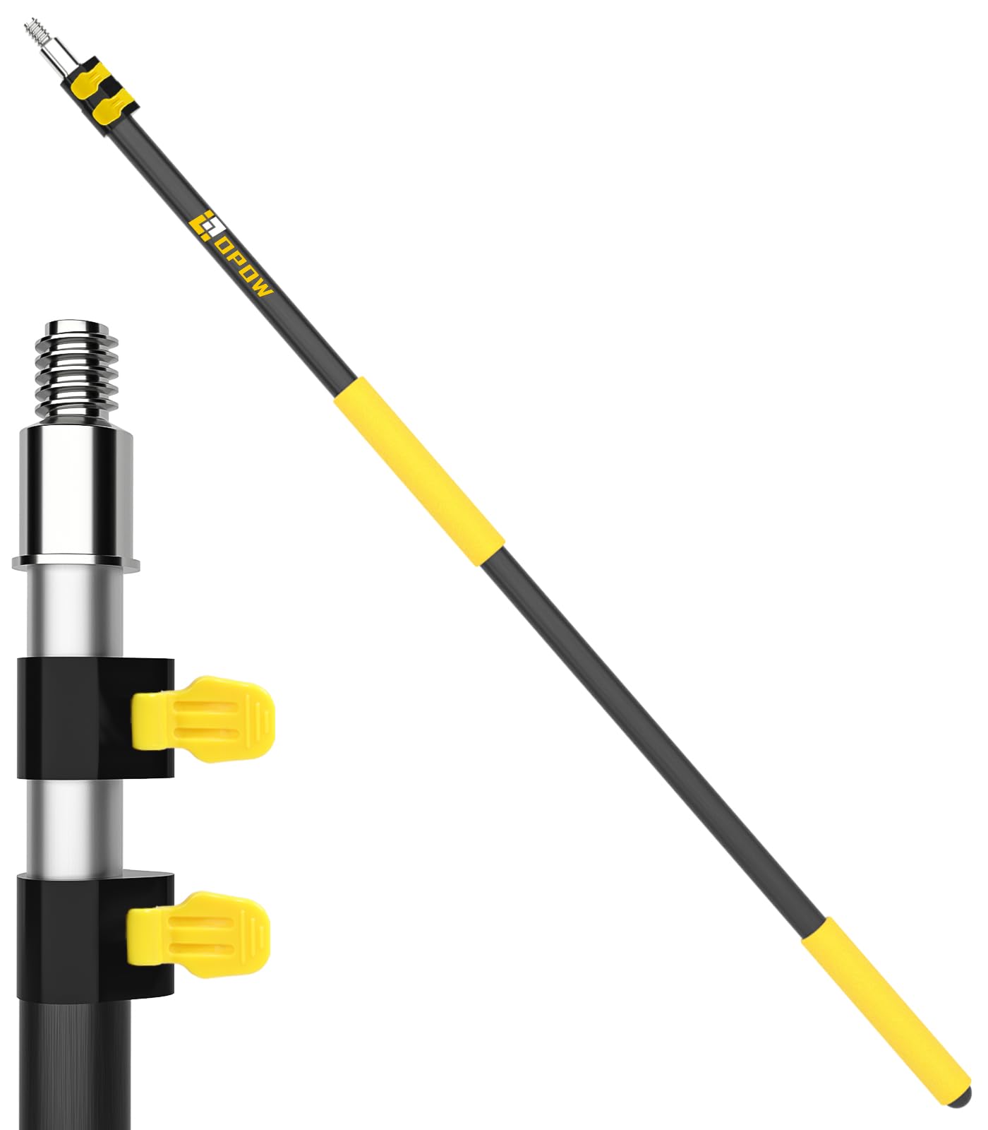 5-12 ft Telescopic Extension Pole, Long Multipurpose Telescoping Pole with Universal Twist-on Metal Tip, Lightweight But Sturdy Extendable Pole for High House Cleaning,Dusting and Painting