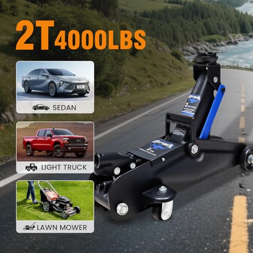 Image of ANTPOWER 2 Ton Floor Jack,with Wheels for Secure Lifting,Fast Lift Floor Jack, Quick Lift Pump for Sport Utility Vehicle,Providing Stable Support for Various Cars (2.0T)