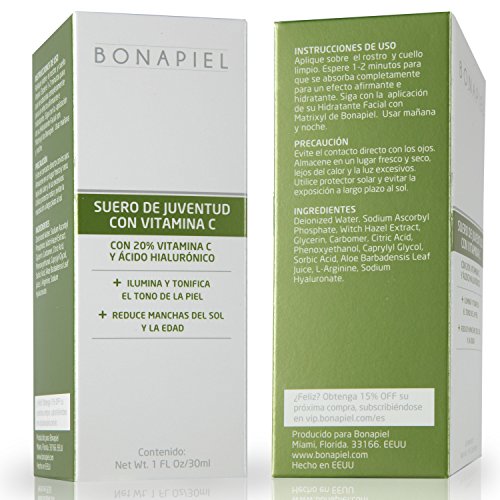 Suero de Juventud con Vitamina C al 20% - Elimine Manchas de la Cara, Arrugas - Tonifique e Ilumine Su Piel con esta Crema