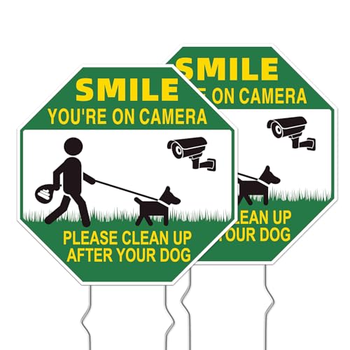 Clean UP After Your Dog Signs, 2-Pack 10"x10" Double-Sided H-Metal