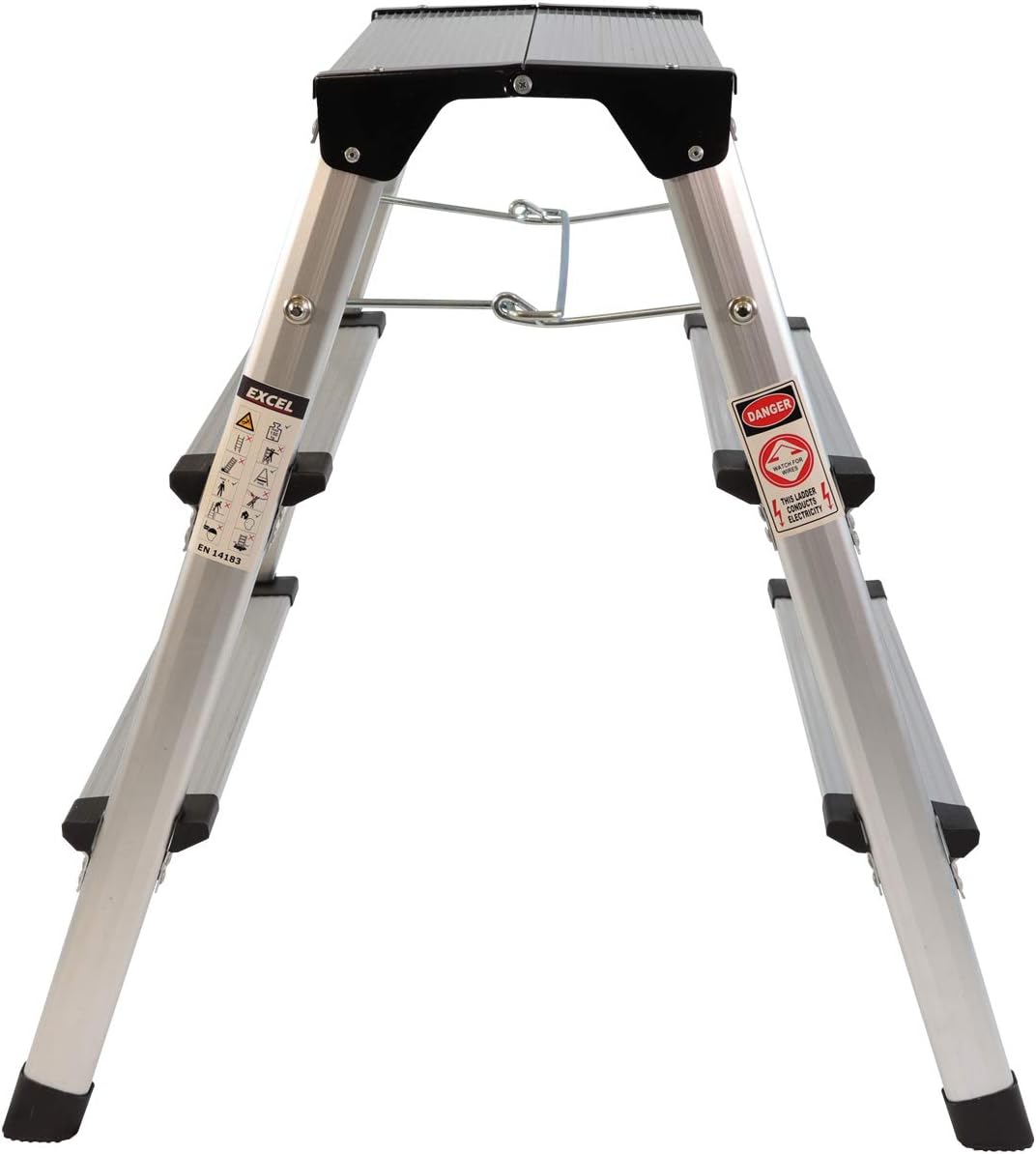 Excel Aluminium Stool Ladder 3 Tread Heavy Duty Folding Hop Up 390mm x 525mm