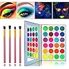 Glow-in-the-dark-paint-Kalolary-Neon-Eyeshadow-Glow-Palette-UV-Glow-Blacklight-Matte-and-Glitter-24-Colors-Highly-Pigmented-Eyeshadow-Kit-with-4-Brushes-for-Halloween-Face-Body-Makeup Kalolary Neon Eyeshadow Glow Palette UV Glow Blacklight Matte and Glitter, 24 Colors Highly Pigmented Eyeshadow Kit with 4 Brushes for Face Body Makeup