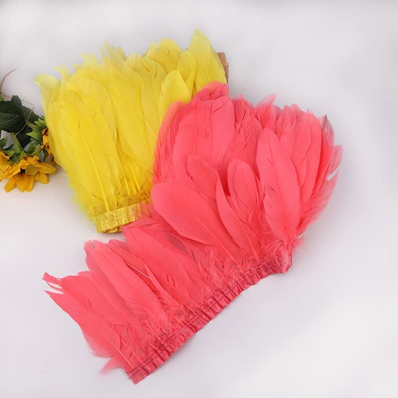 KOLIGHT Frangia Di Piume D'oca Tinte Naturali, 2 Metri (15-20 Cm), Per Cucito Creativo, Costumi, Decorazioni - 3