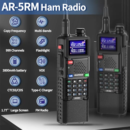 Image of Baofeng Radio Ham Radio 5RM 10W Long Range Handheld AR-5RM Two Way Radio NOAA Weather Receiver Rechargeable Walkie Talkies Longe Range DTMF Copy Frequency 999CH 3800mAh Battery with USB-C Charging
