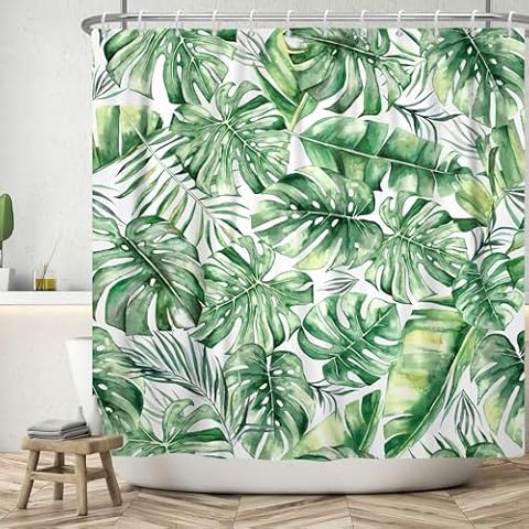 Rideau de Douche ASDCXZ Feuilles Tropicales Cover