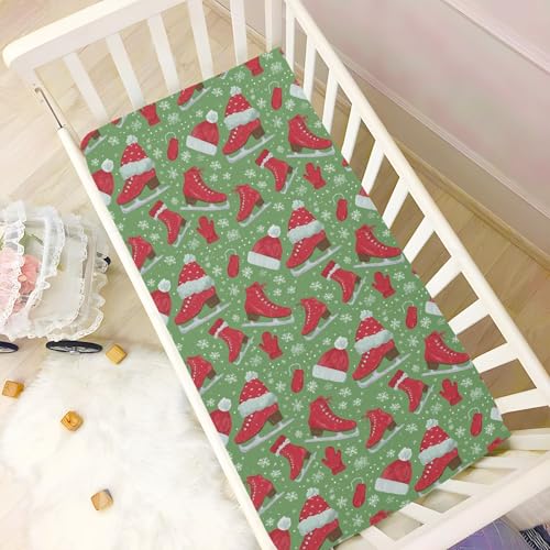 Image of Baby Crib Sheet Winter Hats Mittens Scarves Crib Mattress for Boys and Girls Playard Sheet Soft Breathable Fitted Baby Mattress Cover 52x28in
