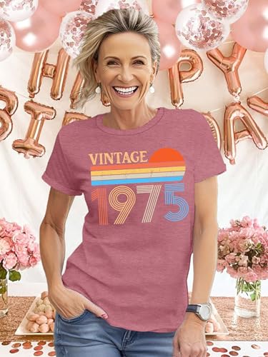 Vintage 1974 T Shirt Women 50th Birthday Gift Shirt 50 Years Old Tee Retro Birthday Short Sleeve Top3
