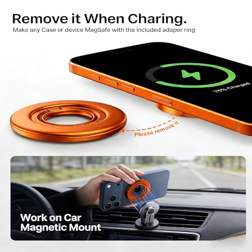 Image of TORRAS 2025 Flagship Magnetic Ring Holder & Stand [Dual-Sided Magnet] - Premium Imported Phone Grip, 360 Rotatable, Compatible with MagSafe for iPhone 17 16 15 14 13 12 11, Samsung, Google - Orange