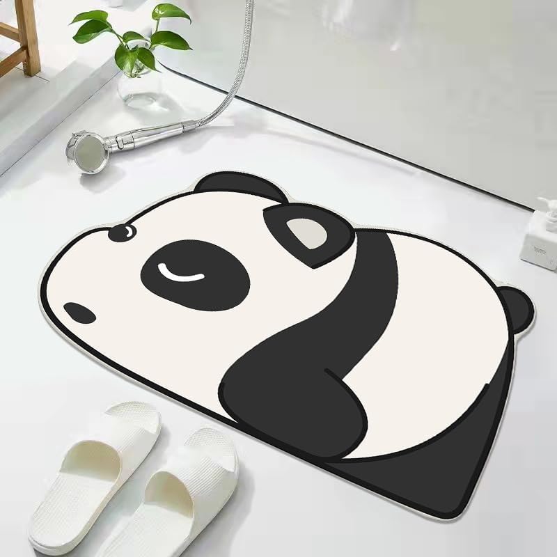 Mat de bain 50x80cm panda super absorbant en diatomite pour douche