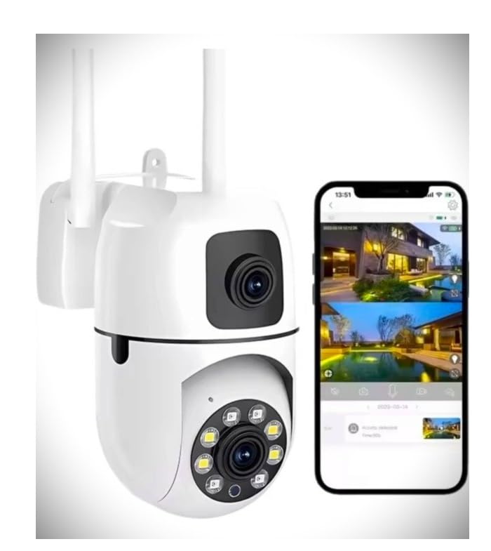Image of Dual Lens 5MP+5MP Smart WiFi PTZ Security Camera, 360 Rotation, Color Night Vision 20m, Motion Alerts, Two-Way Audio, App Remote Access, 128GB SD Support, Indoor Outdoor CCTV Surveillance Cam