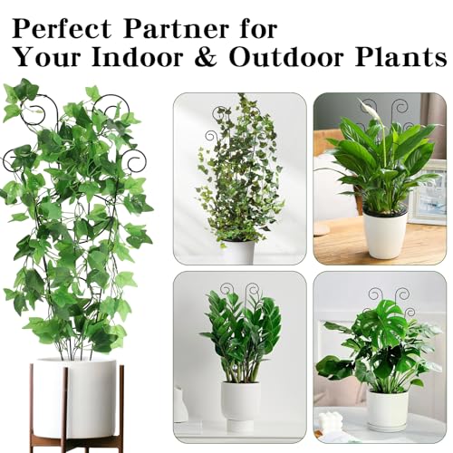 Image of ZOUTOG Trellis for Climbing Plants Indoor 4 Pack 30 Inch,Rustproof Metal Garden Trellis for Potted Plants,Sturdy Houseplant Support Indoor Outdoor for Ivy Pothos Monstera Hoya Flower Vine (Black Moon)