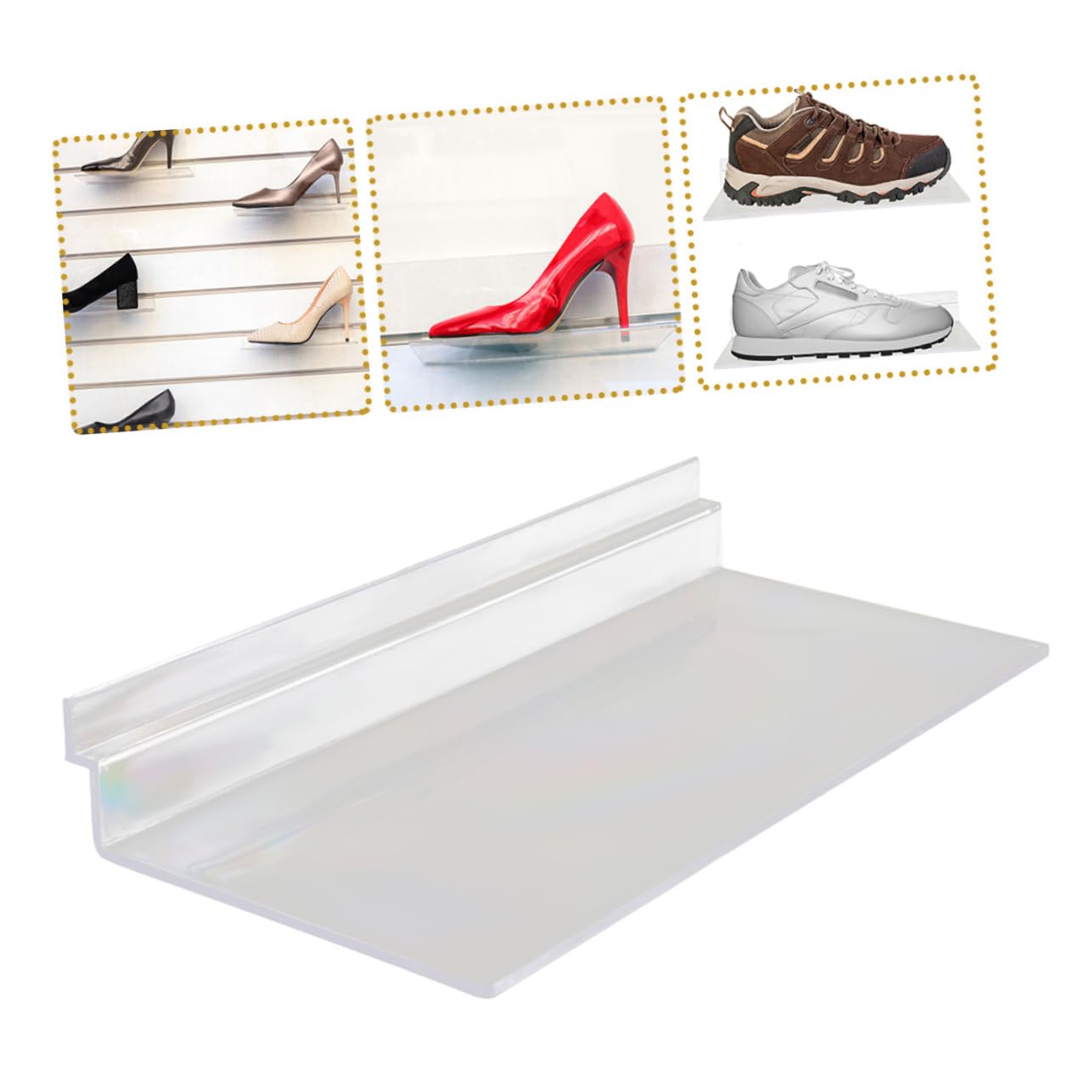KOMBIUDA Modern Slatwall Closet Shoe Rack Floating Sneaker Display Easy Installation