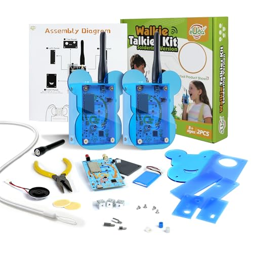 eUda+ STEM Walkie-Talkies Kit Stem Toys for Ages 8-13-15-18+ Building Toys for Boys Age 8-12-14-16-17+ Science Experiments for Kids 9-12 DIY Kits for Kids Teenage Girl Gifts (Assembly Version, BTB)
