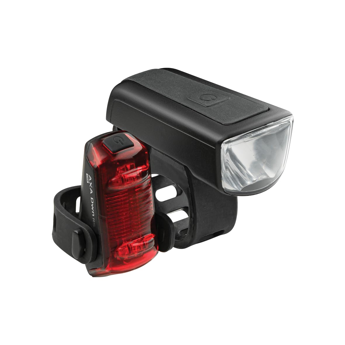 AXA Fahrradlicht Set Dwn 50 Lux – USB Aufladbar – Batterieanzeige – Bremslichtfunktion – StVZO Zugelassen