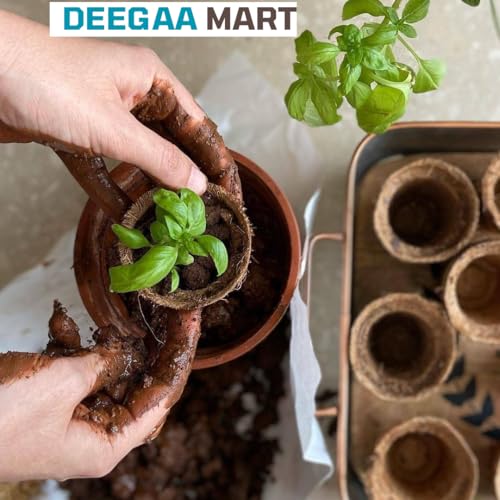DEEGAA MART Potes de turfa biodegradáveis de coco de coco para iniciante de sementes e kit de mudas