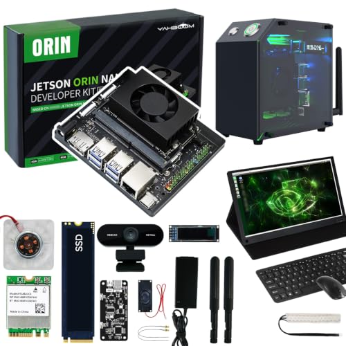Image of Yahboom Jetson Orin Nano 8GB RAM AI Robots,FHD 15.6in IPS Touch Screen Jetson Case USB Camera Wireless Keyboard and Mouse, 256GB SSD with AI Large Model