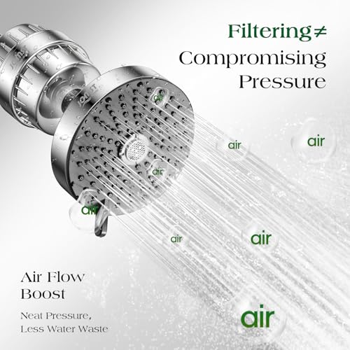Image of Filtered Shower Head COMBO - for Healthier Skin & Hair | 3 Mode High Pressure Shower Heads with 25-Stage Filtration | Removes 99.947% Chlorine & Heavy Metals | Shower Head with Filters - Chrome