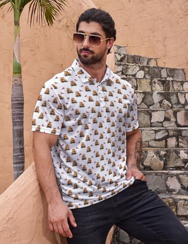 Polo de golf para hombre con estampado hawaiano, tela de secado rápido, que absorbe la humedad, casual y transpirable miniatura 5