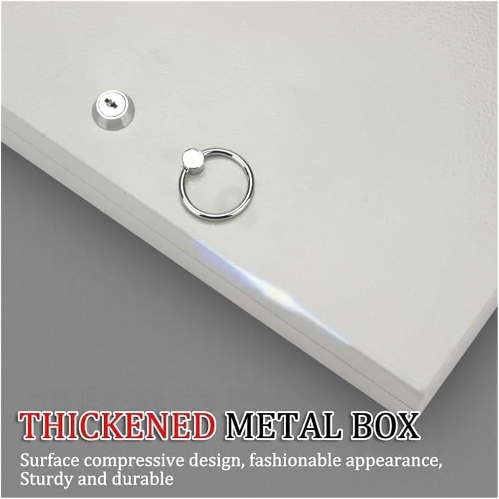Caja fuerte de acero de gran capacidad con llave, caja de seguridad de metal vintage para garaje, gestión segura de propiedades, cerradura estándar, solución de almacenamiento de 96 bits para el hogar