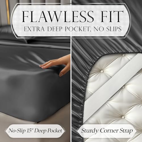 Image of DECOLURE Satin Sheets Queen Size | Softer Than Silk | Luxury 4 Pc Bed Set