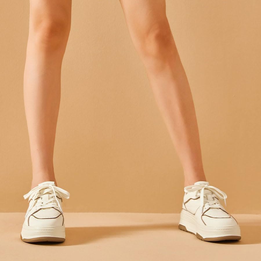 BEAU TODAY Women's Fashion Sneakers, Chunky Platform Sneakers for Women, Casual Lace Up Non-Slip Walking Shoes, Comfortable Running Shoes for Women4