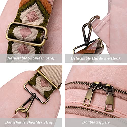 Muntico Sling Bag For Women With 5 Pcs Bag Wipe Cloth Pu Leather Sling Bags Crossbody Fashion Sling Backpack Multipurpose Chest Bag (Beige) #TOP3