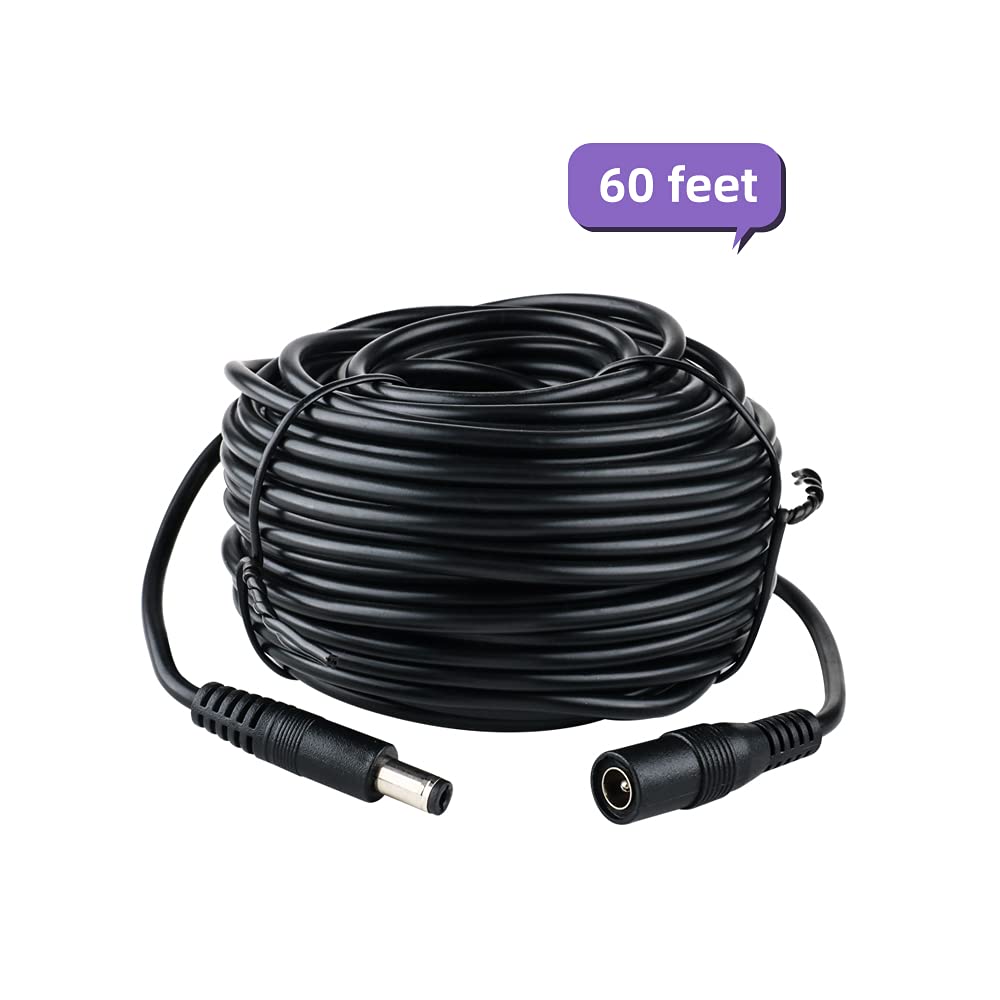 DC-Netzteil-Verlängerungskabel, 18 m, 2,1 mm x 5,5 mm, 12 V, kompatibel mit 12 V DC Netzadapter, LED, CCTV-Kamera, Sicherheitskamera, DVR