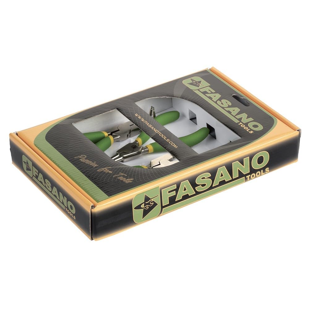 Fasano Set Pinze per Anelli Elastici, Acciaio Cromo-Vanadio, Manici in PVC Antiscivolo, 4 Pezzi