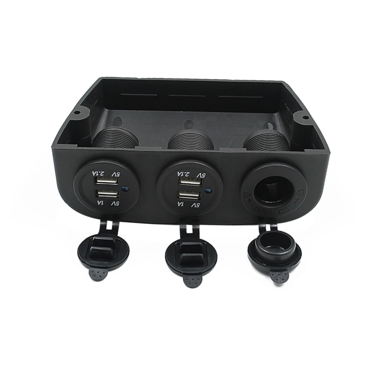 Prise Allume-Cigare de Voiture 12-24v avec 4 Ports USB, Noir