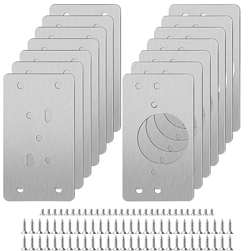 Avtytsda 14 Pcs Hinges Repair Plate, Stainless Steel Hinges Repair Brackets Kit