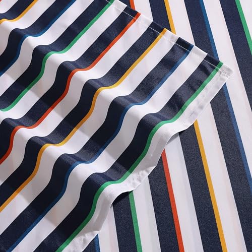 Image of Eddie Bauer Kids - Queen Sheet Set, Ultra-Soft Microfiber Bedding with Fully Elastic Fitted Sheet, Kids Bed Set with Pillowcases, Easy Care Bedding (Stripes Game)