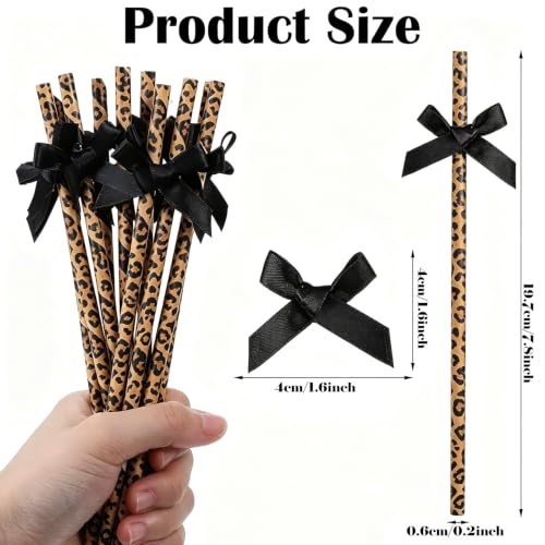 50 pitillos de papel con diseño de leopardo 7.8 pulg miniatura 2