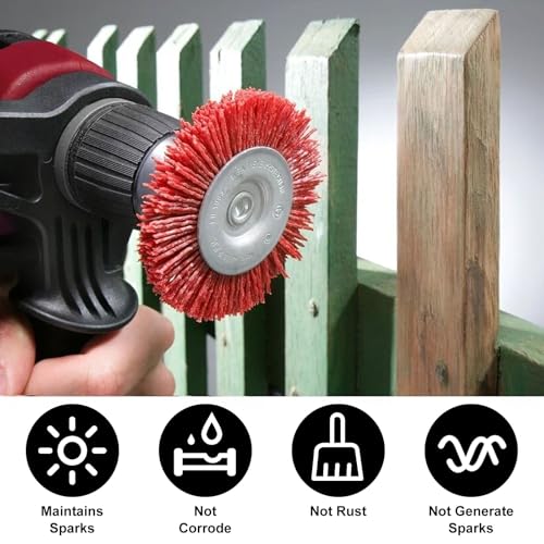 Image of 8 Pack Nylon Filament Abrasive Wire Brush Wheel & Cup Brush Set with 1 /4 Inch Hex Shank, 5 Sizes Nylon Drill Brush Set for Steel Rust Removing, Grill Cleaning, Flaking Paint Refinishing