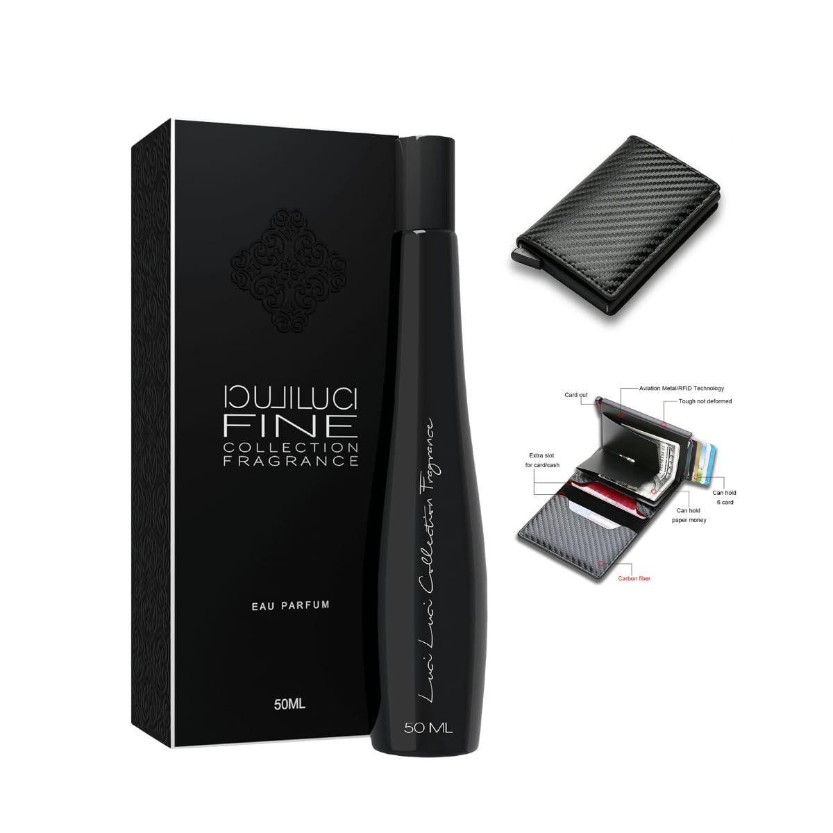 Luci Luci Perfume M52 50ml Silver e Carteira Carbon Black Original