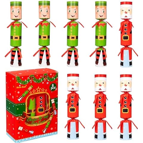 Moon Boat 8 Packs Christmas No-snap No-pop Santa Claus Elf Party Favor Holiday Supplies for Kids Adults Cover