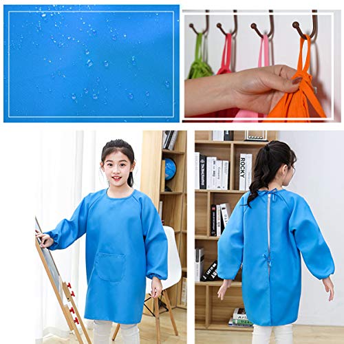 Dancepandas Childrens Painting Apron Age 1-4 8-12 2PCS Waterproof Art Smock Kids Long Sleeve Painting Smock Girls and… - Afbeelding 4