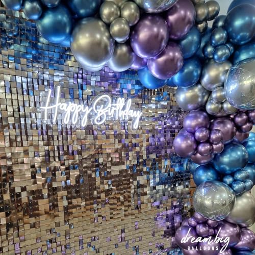 Image of Disco Balloons Garland Arch Kit - 22 18 12 10 5 inch Metallic Purple Blue Hot Pink Green Silver Chrome Disco Balloon with for Birthday Sing Themed 70S 80S 90S Bachelorette Party Decorations