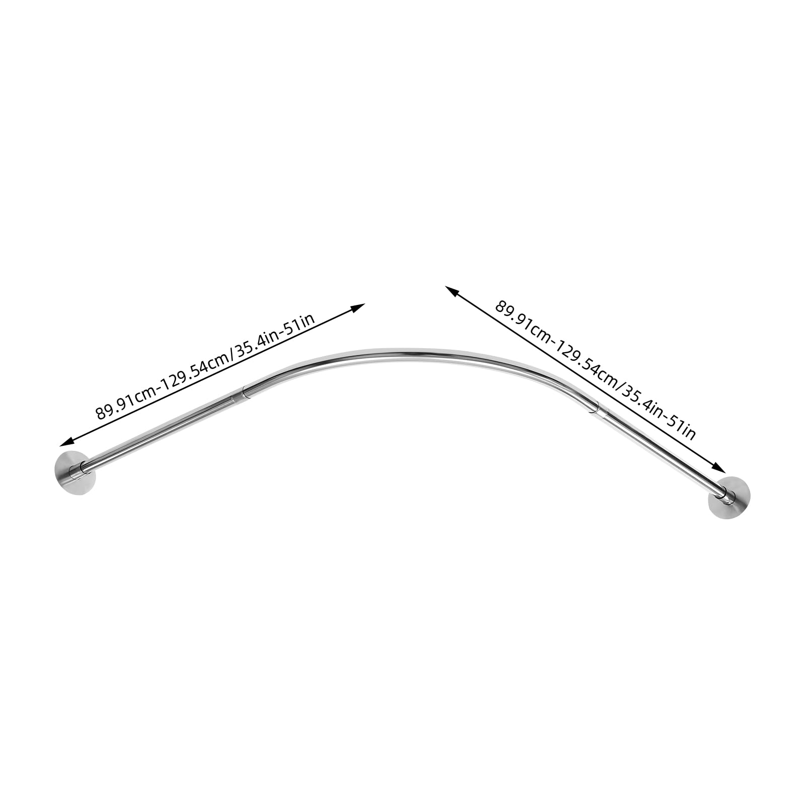 Barra de cortina de ducha en forma de L, barra de ducha ajustable, 90-130 x 90-130 cm, barra de ángulo de cortina de ducha de acero inoxidable 201 para bañeras, inodoros, baños, hoteles (plata)