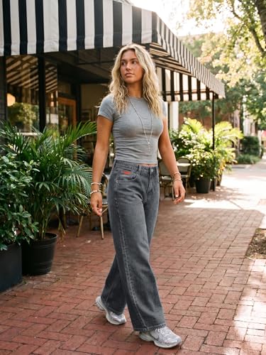 Image of EMMIOL Women Hip Hop 90s Vintage Baggy Jeans Denim Pants Mid Waist Jeans