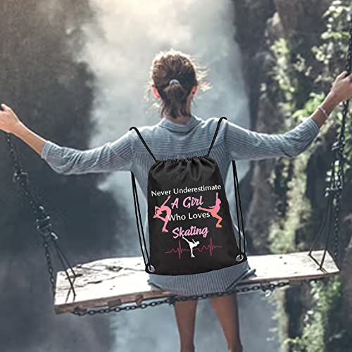 PXTIDY Ice Skate Drawstring Bag, Blue, 13.3" x 15.7", Urban Style, Waterproof, Polyester, Unisex, Perfect for Ice Skating, Travel, Gym, Sports, Competition Gifts4