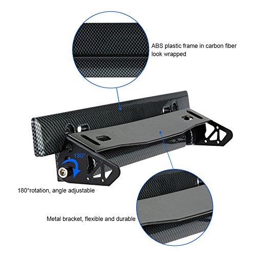 Car Front License Plate Mount, Shkalacar Adjustable Bumper License Plate Relocator Bracket Holder, Universal Front License Plate Bracket Mount, Carbon Fiber, Racing Style Diy Modification Accessory #TOP3