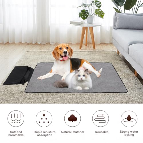 MEYAGOT Faltbare wasserdichte Haustier Decke,100 x 70cm Faltbare wasserdichte Hundedecke,wasserdichte Hundematte Für Outdoor Mit Tasche,Große Reisedecke Für Haustier Für Katzen,Hunde,Welpen(Schwarz)