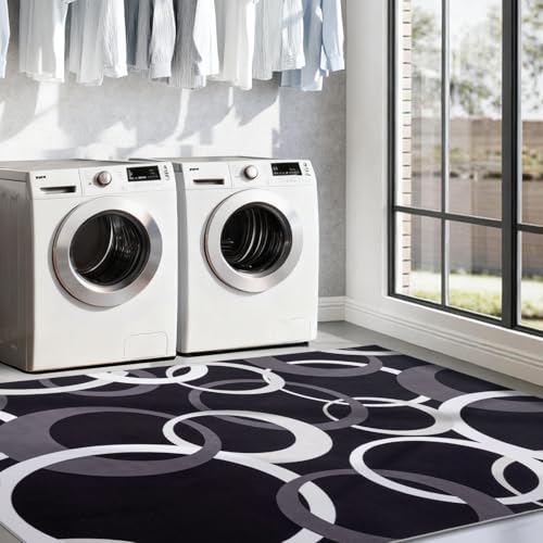 Tapete decorativo moderno 4x6 ft con círculos concéntricos miniatura 4